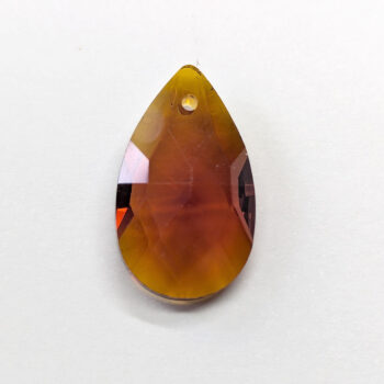 Amber Brown Faceted Glass Rhinestone Teardrop Charm