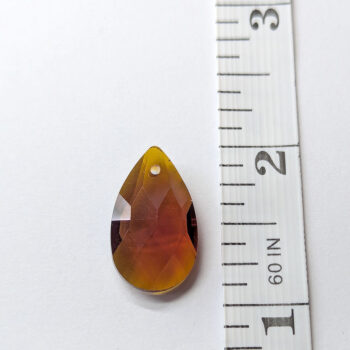 Amber Brown Faceted Glass Rhinestone Teardrop Charm - Image 2