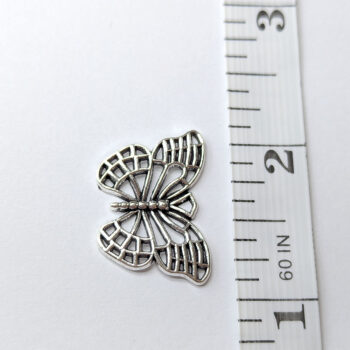 Antique Silver Hollow Decorative Butterfly Charm - Image 2