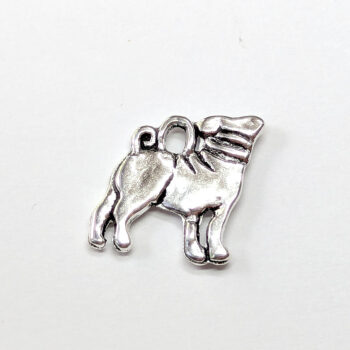 Double Sided Pug Dog Charm Antique Silver - Image 3