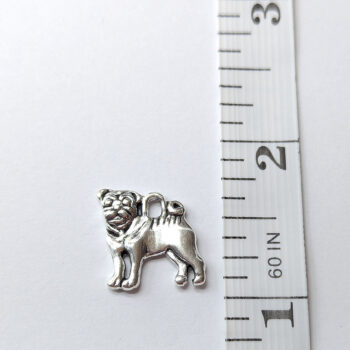 Double Sided Pug Dog Charm Antique Silver - Image 2