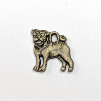 Double Sided Pug Dog Charm Antique Bronze