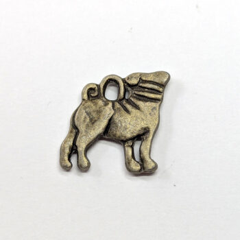 Double Sided Pug Dog Charm Antique Bronze - Image 2