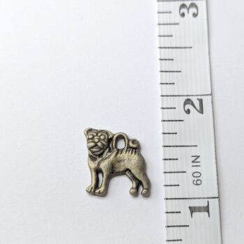 Double Sided Pug Dog Charm Antique Bronze - Image 3