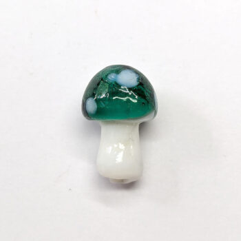 Lampwork Glass Bead Dark Green Mushroom