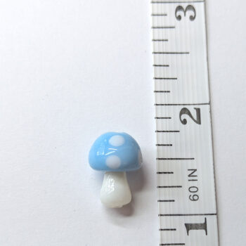 Lampwork Glass Bead Sky Blue Mushroom - Image 2