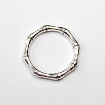 Bamboo Hoop Geometric Connector Pendant Antique Silver