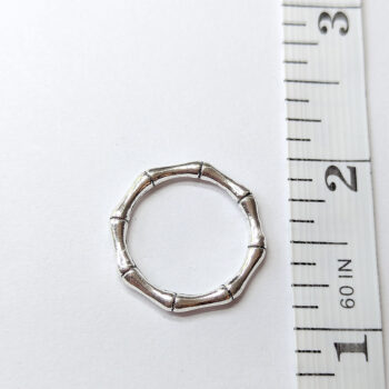 Bamboo Hoop Geometric Connector Pendant Antique Silver - Image 2