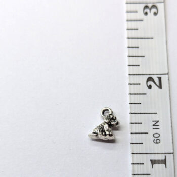 Small Double Sided Sitting Dog Charm Antique Silver - Image 2