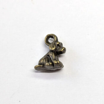 Small Double Sided Sitting Dog Charm Antique Bronze