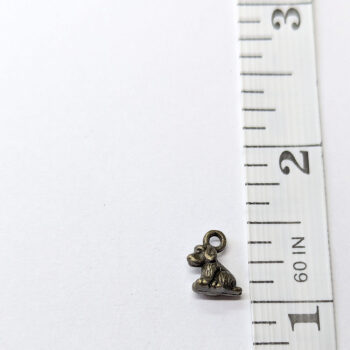 Small Double Sided Sitting Dog Charm Antique Bronze - Image 2