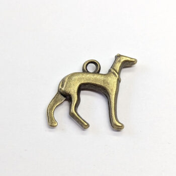 Double Sided Greyhound Dog Charm Antique Bronze