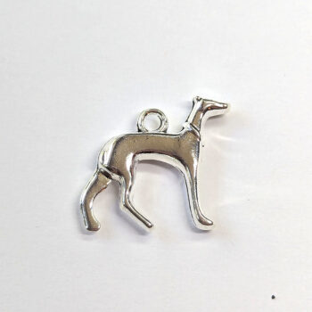 Double Sided Greyhound Dog Charm Antique Silver