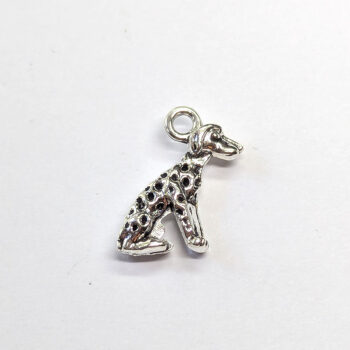 Double Sided Sitting Dalmatian Dog Charm Antique Silver