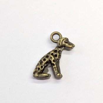 Double Sided Sitting Dalmatian Dog Charm Antique Bronze