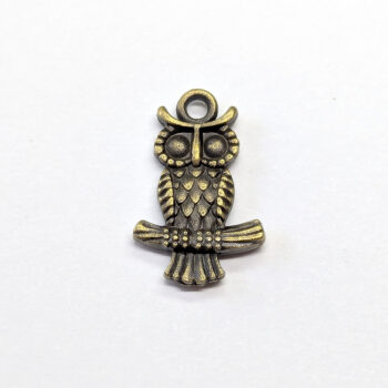 Antique Bronze Owl on a Branch Charm