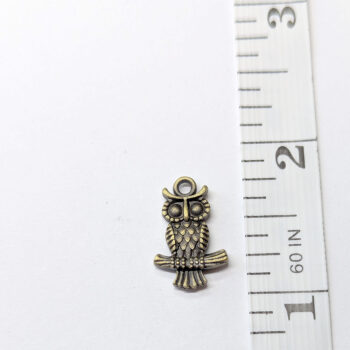 Antique Bronze Owl on a Branch Charm - Image 2