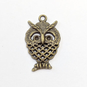 Small Cute Hollow Owl Charm Antique Bronze - Image 4