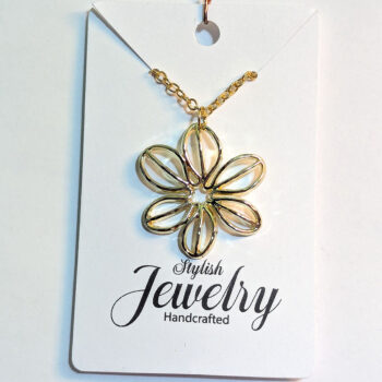 Hollow Flower Pendant Necklace Gold - Image 4