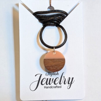 Peach Resin Wood Round Circle Necklace - Image 5