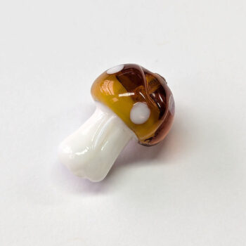 Lampwork Glass Bead Brown Mushroom