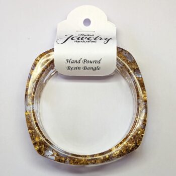 Chunky Modern Square Slip-on Bangle Gold Leaf Resin Bracelets - Image 16