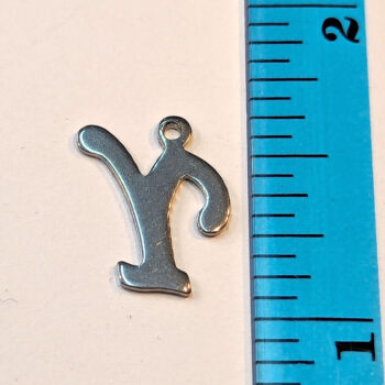 Letter Y Stainless Steel Alphabet Charm Silver - Image 2