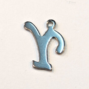 Letter Y Stainless Steel Alphabet Charm Silver