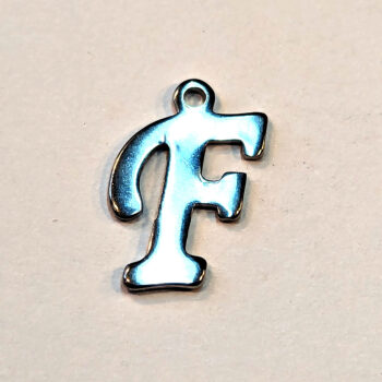 Letter F Stainless Steel Alphabet Charm Silver