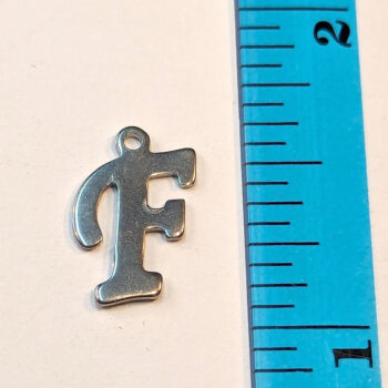 Letter F Stainless Steel Alphabet Charm Silver - Image 2