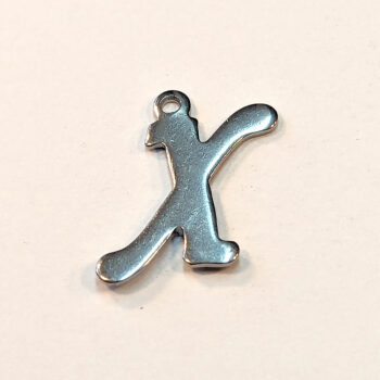 Letter X Stainless Steel Alphabet Charm Silver