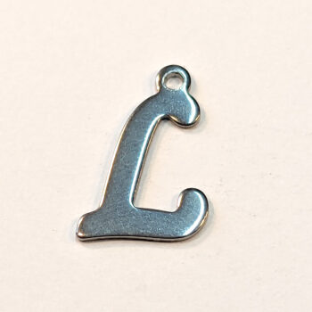 Letter L Stainless Steel Alphabet Charm Silver