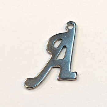 Letter A Stainless Steel Alphabet Charm Silver