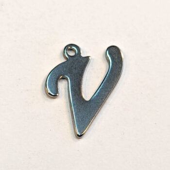 Letter V Stainless Steel Alphabet Charm Silver