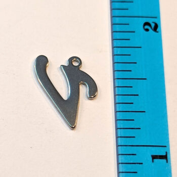 Letter V Stainless Steel Alphabet Charm Silver - Image 2