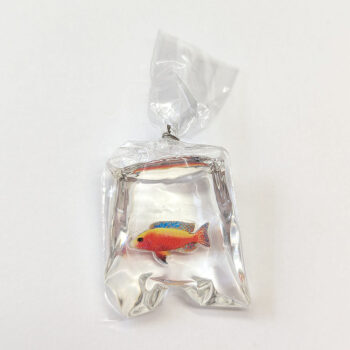 Ocean Salt Water Fish in a Bag Orange Blue Yellow Tail Resin Charm