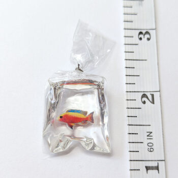 Ocean Salt Water Fish in a Bag Orange Blue Yellow Tail Resin Charm - Image 2