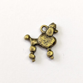 Double Sided Poodle Dog Charm Antique Bronze