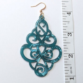 Large Pearlescent Blue Bohemian Resin Earrings - Image 2