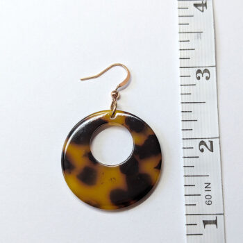 Brown Black Tortoiseshell Hollow Round Resin Earrings - Image 2