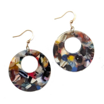 Colorful Tortoiseshell Hollow Round Resin Earrings