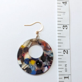 Colorful Tortoiseshell Hollow Round Resin Earrings - Image 2