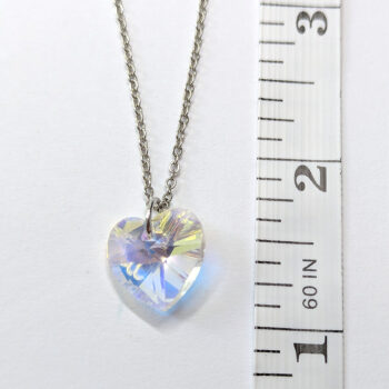 Clear Glass Rhinestone Heart Necklace Silver - Image 2