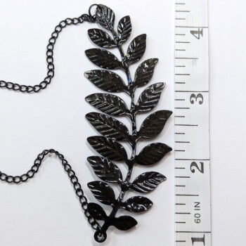 Large Black Fern Branch Leaf Leaves Necklace - Image 2