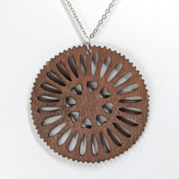 Large Round Hearts Brown Wood Pendant Necklace - Image 4