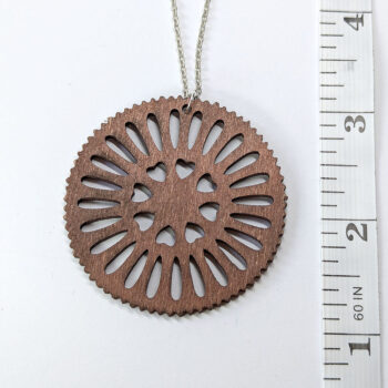 Large Round Hearts Brown Wood Pendant Necklace - Image 2