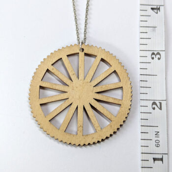 Large Round Wheel Natural Wood Pendant Necklace - Image 2