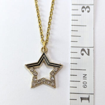 Clear Glass Rhinestone Black Hollow Star Necklace Gold - Image 2