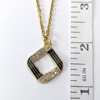 Clear Glass Rhinestone Black Diamond Necklace Gold - Image 2