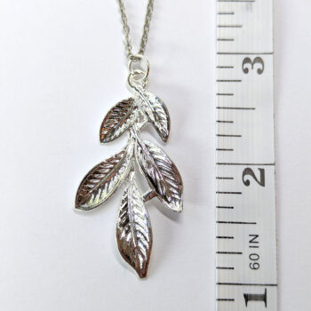 Silver Branch with Leaves Pendant Necklace - Image 2